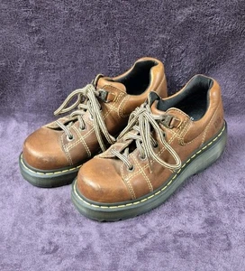 Vintage Dr Martens Women's 9806 Brown Leather Chunky 90s Y2K Oxford Shoes Size 7 - Picture 1 of 9
