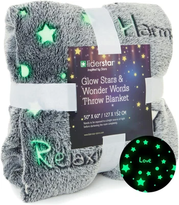 Manta Brilla en la Oscuridad, Manta de Vellón de Felpa Peluda Súper Suave Decora Foto 1 de 4