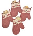 Vintage Briggs Country Goose Oven Mitts TWO With Pink Hearts All Over NWT 1986