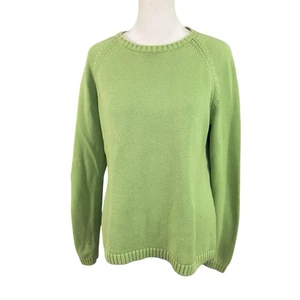 LL Bean Damen M REG 100% Baumwolle Rundhals Pullover Pistaziengrün Vintage - Bild 1 von 10