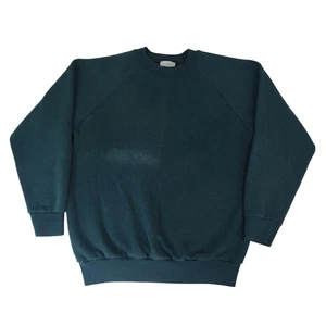 Fruit of the Loom Sweatshirt Men Medium Green Crewneck Raglan 50/50 Fleece Blank - Picture 1 of 9
