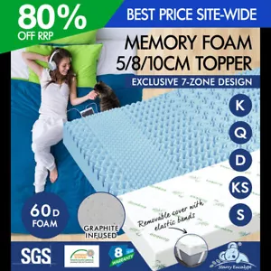 STARRY EUCALYPT Memory Foam Mattress Topper 7-Zone 5/8/10cm Gel Bamboo Fabric - Picture 1 of 194