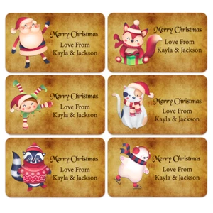 24 x PERSONALISIERTE WEIHNACHTEN NAMEN AUFKLEBER ETIKETTEN GESCHENKANHÄNGER VERPACKUNG SIEGEL GESCHENK  - Bild 1 von 7