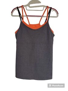 Women's Gray/Coral Gap Fit Strappy Athletic/Yoga Tank Top | Size Medium