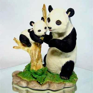 LENOX 1993 Porcelana Gigante MADRE PANDA OSO Y BEBÉ CACHORRO FIGURA Árbol Osos - Imagen 1 de 8