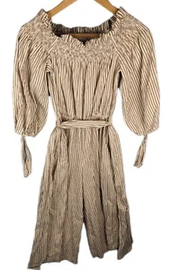 CAROLINE CONSTAS Lou Striped Shoulder Romper Jumpsuit Capri Length -Womens Small - Picture 1 of 12