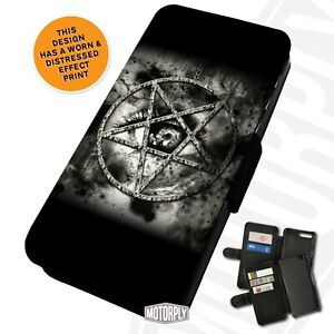 Printed Faux Leather Flip Phone Case For Huawei - Distressed-Pentagram-Eye