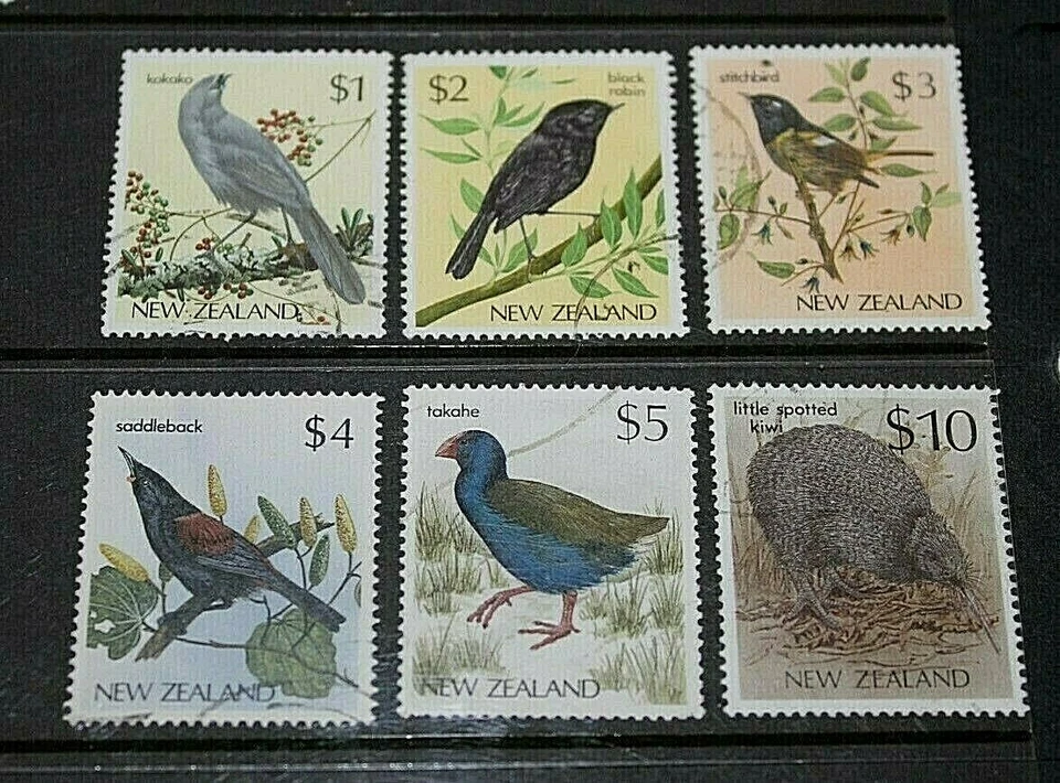 NUEVA ZELANDA 1982 AVES NATIVAS H/V JUEGO DE 6 $1.00 T0 $10.00 F/U Foto 1 de 1