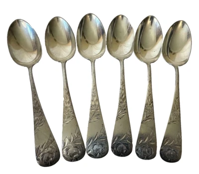 Seis cucharaditas Gorham Jac Rose 1885 de plata de ley Foto 1 de 4