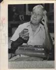 1956 Press Photo J Frank Doble age 70 still writing now uses dictating machine