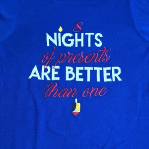 Hanukkah Sweater Verve ami Woman’s XL Blue 8 Nights Of Presents Are Better Than - Picture 1 of 21