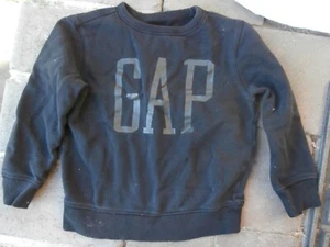 GAP Black Sweatshirt Kids Medium Crew Neck Pullover Black Big Logo - Picture 1 of 2