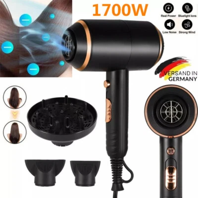 MARKENLOS Ionen Föhn Haartrockner + 3 Diffusor Haarfön Profi Fön Ionen 1700W Hair Dryer