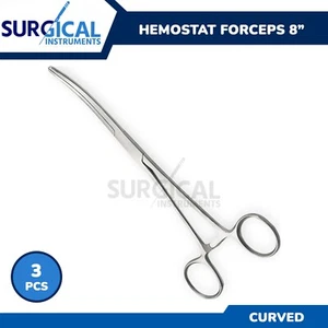 3 Pcs Rochester Pean Hemostat Forceps 8.00" Curved Stainless Steel German Grade - Picture 1 of 7