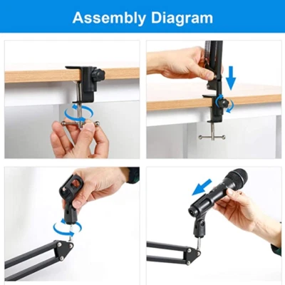 Microphone Suspension Mic Clip Adjustable Boom Studio Scissor Arm Stand - Image 1 of 4