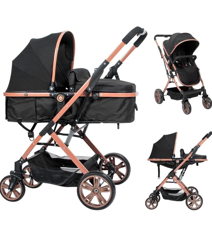 2-in-1 Luxury Bassinet Stroller-Folding Pushchair Baby/Toddler Carriage-Blk/Pink - Image 1 of 4