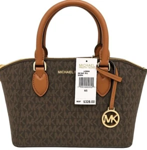 Michael Kors Umhängetasche braun Monogramm Medium mit goldenen Beschlägen & zwei Griffen - Bild 1 von 11
