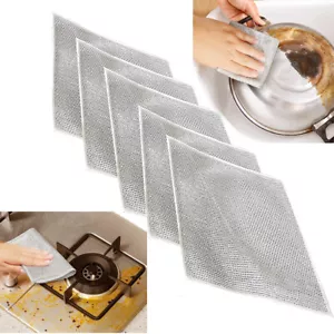 1-10X Multipurpose Wire Dishwashing Rags Scouring Washing Cloth Kitchen Wet/Dry - Picture 1 of 22