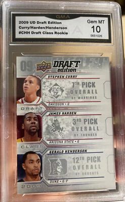 2009 STEPHEN CURRY Rookie James Harden UPPER DECK DRAFT EDITION GEM MINT 10 - Image 1 of 3