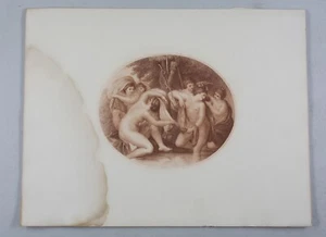 Antique 19th Century Litho Engraving Frolicking Naked Women Bathe Together - Picture 1 of 2