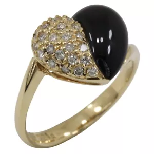 heart Ring K18 yellow gold/onyx/diamond #3.9(US Size) 3.2g Women - Picture 1 of 6