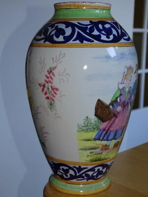 VINTAGE VASE CERAMIC FRANCE HB QUIMPER circa 1920s' Height: 11,40" - Image 1 of 4