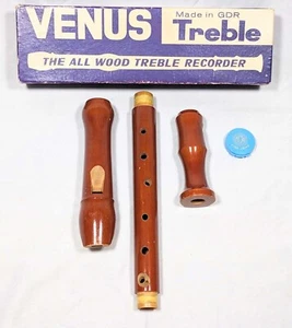 Vintage Venus All Wood Treble Recorder w/ Original Box Made In GDR Clean DS61 - Picture 1 of 7