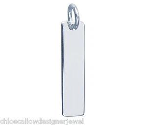 1x 925 Sterling Silver Long Solid Dog Tag Pendant for Chain Necklace - Picture 1 of 1