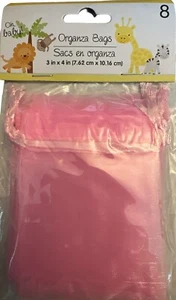 BEAUTIFUL Package Of 8 Pink Organza Gift Bags Pull & Tie Closure 3” X 4” New - Bild 1 von 2