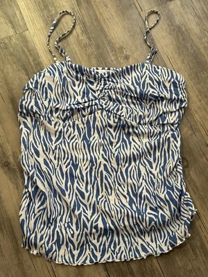 DVF x Target Talla XXL Sea Twig Azul y Blanco Tubo Top Camisola Correas Extraíbles Foto 1 de 4