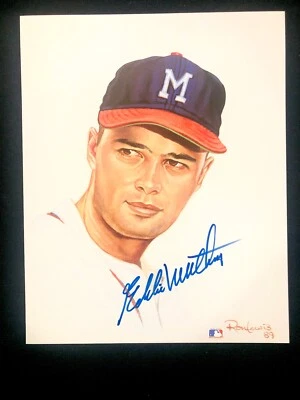RETRATO LEYENDAS VIVAS #6 IMPRESIÓN 8X10, FIRMADO EDDIE MATHEWS Foto 1 de 3