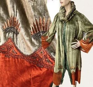 Antique 1920 Agnès Madame Havet COUTURE SILK VELVET Beaded & Bullion OPERA COAT - Picture 1 of 19