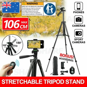 Professional Camera Tripod Stand Mount Remote + Phone Holder for iPhone Samsung - Picture 1 of 10