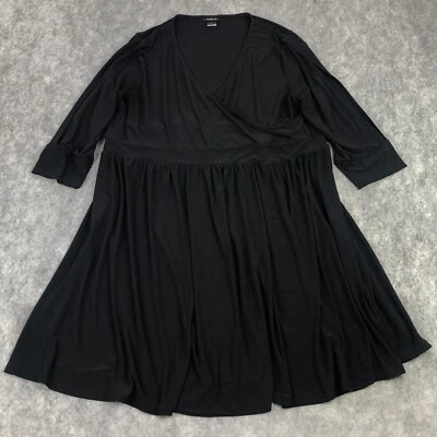 Vestido tórrido 3X preto manga fenda 3/4 bainha alargamento algodão elástico feito nos EUA feminino - Imagem 1 de 4
