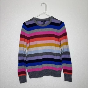 GAP Women’s Crazy Striped Sweater Size M Cotton Nylon Acrylic Multicolor Rainbow - Picture 1 of 16