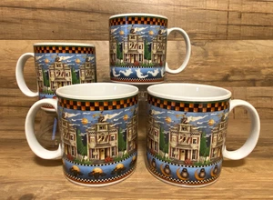 4er SET - DEBBIE MUMM "HAUNTED HOUSE" HALLOWEEN STEINZEUG TASSEN - SAKURA - Bild 1 von 5