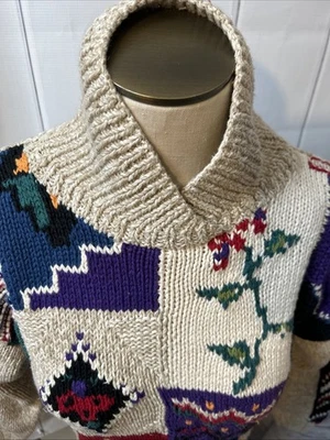 Suéter Woolrich tejido con cable vacaciones mezcla de lana capucha cuello para mujer talla L beige Foto 1 de 4