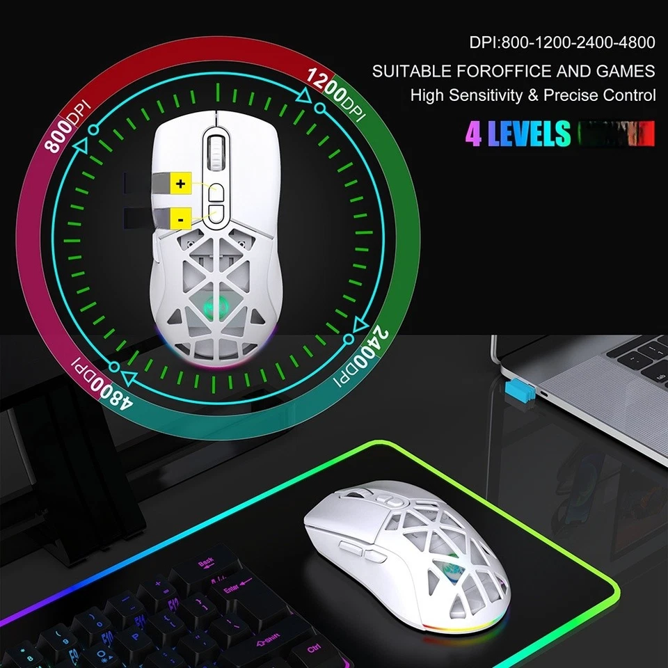  T26 Wireless 2.4G BT5.1 Dual-Mode Rechargeable Gaming Mouse 4800DPI - Image 1 of 4