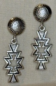 Wunderschöne Sterling Silber Ohrhänger von Toney Mitchell, Navajo - Bild 1 von 2