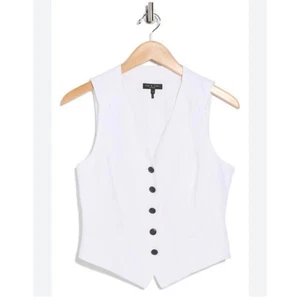 Rag & Bone Women's White Cressida Cotton Linen Vest size 10 - Picture 1 of 4