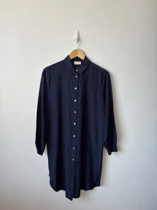Poetry Navy Blue Long Sleeve Tunic Long Shirt / Dress Size 6 Silk Blend - Picture 1 of 6