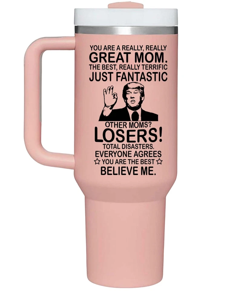 Mothers Day 40oz Tumbler with Handle Funny and Heartfelt Gifts for Mom from Kids