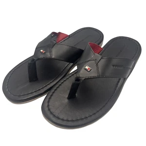 sandalen herren 45 Leder Tommy Hilfiger Zehentrenner, Latschen Sommer, schwarz - Bild 1 von 4