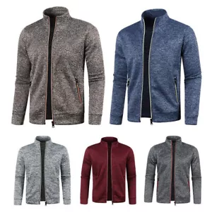 Herren Stehkragen Strickjacke Gefüttert Wintermantel Sweater Mantel Fleecejacke - Bild 1 von 20