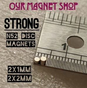 N52 Neodymium disc magnets. Small & Tiny 2mm 3mm 4mm 5mm 6mm 8mm 10mm rare earth - Picture 1 of 7