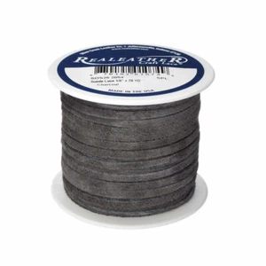 Suede Craft Lace Charcoal 1/8" x 25 yds. Realeather - Picture 1 of 3