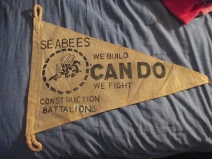 WWII / MODERN USN SEABEES CAN DO BARRACK BAR WALL FLAG - Picture 1 of 4