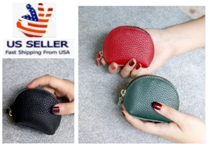 Genuine Leather Coin Purse,Change Purse With Zipper,Soft Leather Coin Pouch - Picture 1 of 10