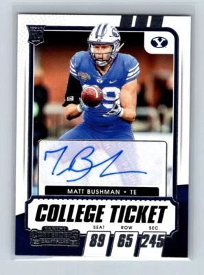 2021 Panini Contenders Draft Picks College Ticket Auto Matt Bushman #171 RC - Image 1 of 2