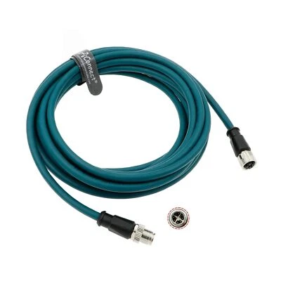 M12 8 Pin X-Code Male to M12 X-Code Female Sensor Connector High Flexible Waterp - Image 1 of 4